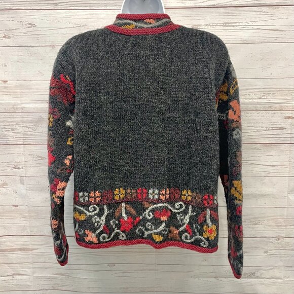 Hand Knit wool blend nordic style sweater - Picture 3 of 7